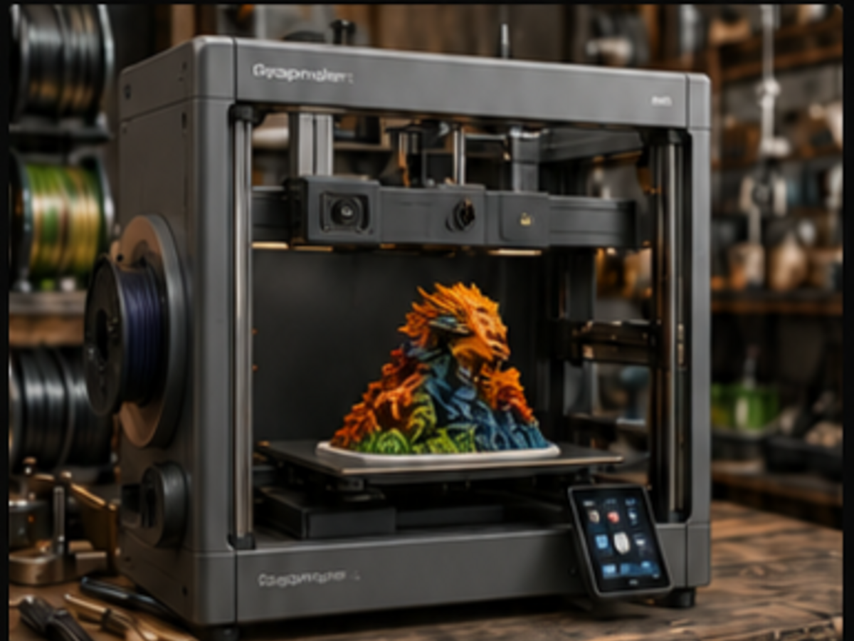 Snapmaker U1 multi-color 3D printer in a workshop