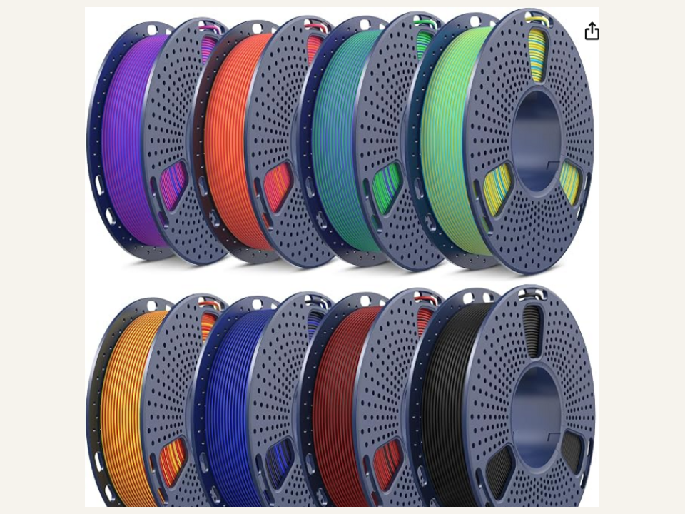 Eight sealed SUNLU matte dual-color PLA mini spools